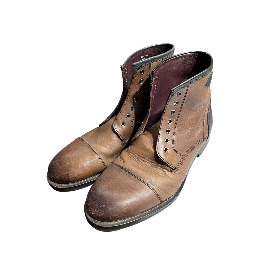 Ted Baker Comptan Brown Leather Cap Toe Lace Up Ankle Boots Mens‎ UK 9 US 10